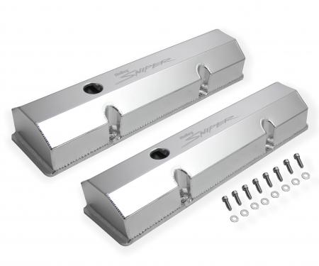 Holly Sniper EFI Valve Cover, Fabricated Aluminum, SBC, Perimeter Bolt, Flat Top, Natural Anodized 890010