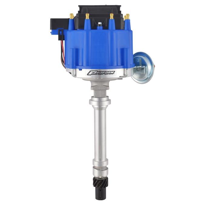 Proform HEI Distributor, Racing Type w/Vac-Adv, Blue Cap, Polished, For Chevy V8 Engines 66941BC