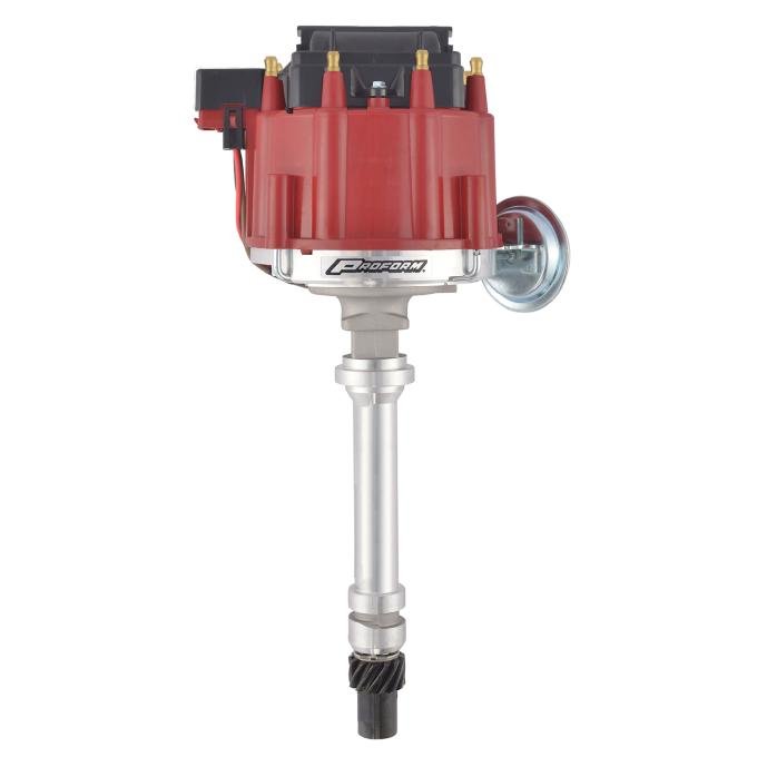 Proform HEI Distributor, Racing Type w/Vac-Adv, Red Cap, Polished, For Chevy V8 Engines 66941RC