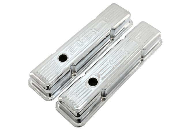 CFR Performance Steel Valve Covers for 1958-1986 Chevy Small Block 283-305-327-350 - Short Style - Stamped 350 Logo with Ball Mill HZ-9842