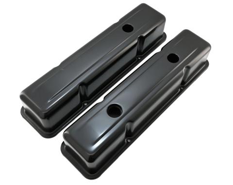 CFR Performance Steel Tall Valve Covers Baffled Fits 1958-1986 Small Block Chevy SBC 283-400 1-Hole / 2-Hole Screw-in - Black HZ-9515-PBK