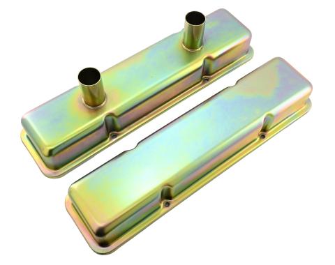CFR Performance Steel Circle Track Racing Short Valve Covers Fits 1958-1979 Small Block Chevy SBC 283-350 - Zinc Plated HZ-7216-Z