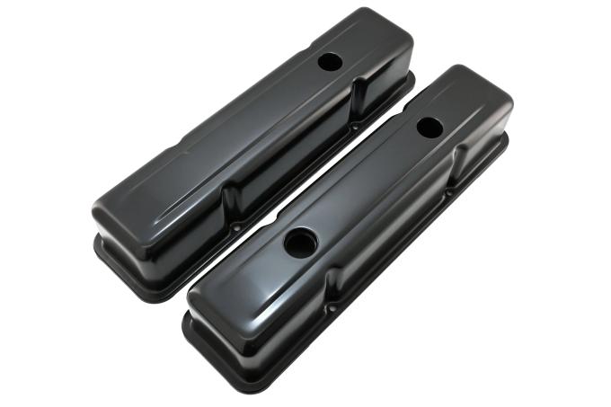 CFR Performance Steel Tall Valve Covers Baffled Fits 1958-1986 Small Block Chevy SBC 283-400 1-Hole / 2-Hole Screw-in - Black HZ-9515-PBK