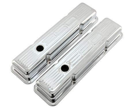 CFR Performance Steel Valve Covers for 1958-1986 Chevy Small Block 283-305-327-350 - Short Style - Stamped 350 Logo with Ball Mill HZ-9842