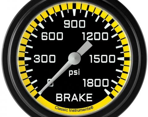 Classic Instruments Autocross Yellow 2 5/8" Brake Pressure Gauge AX367YBLF