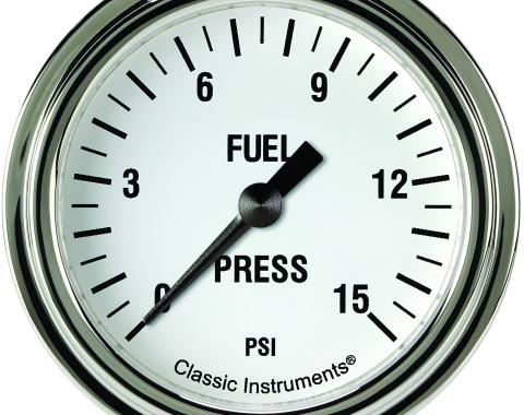Classic Instruments White Hot 2 5/8" Fuel Pressure Gauge, 15 Psi WH345SLF