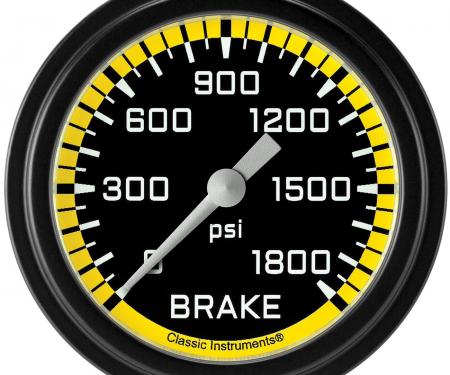 Classic Instruments Autocross Yellow 2 5/8" Brake Pressure Gauge AX367YBLF