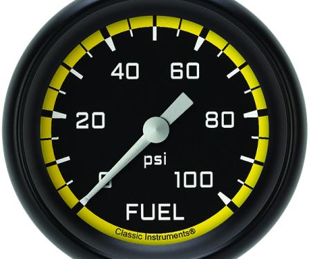 Classic Instruments Autocross Yellow 2 5/8" Fuel Pressure Gauge, 100 Psi AX346YBPF