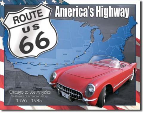 Tin Sign, Route 66 - 1926 to 1985