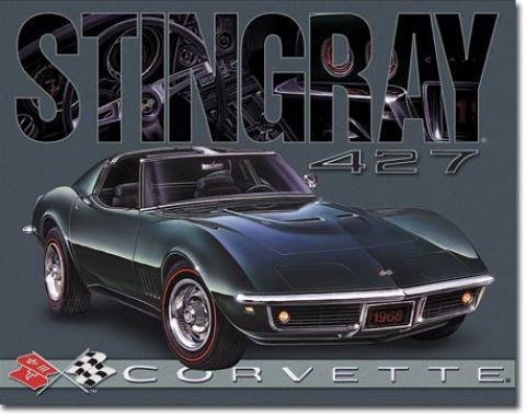 Tin Sign, Corvette - 1968 Stingray