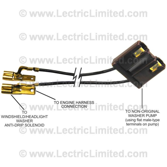 Lectric Limited 1969 Chevrolet Corvette Windshield Washer Pump Adapter Harness VWH6900CKA