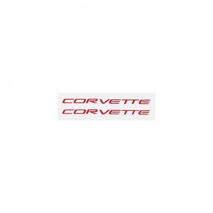 Corvette Fuel Rail Cover Decals, Red "Corvette" Letters, 1997-2004