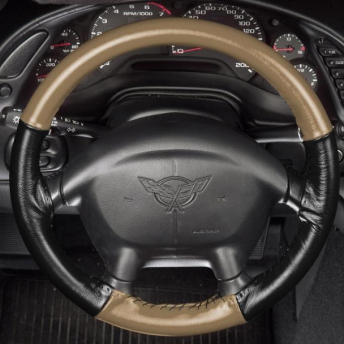 Corvette Steering Wheel Cover, Two Color Wheelskins, Euro-Style, 1984-1985