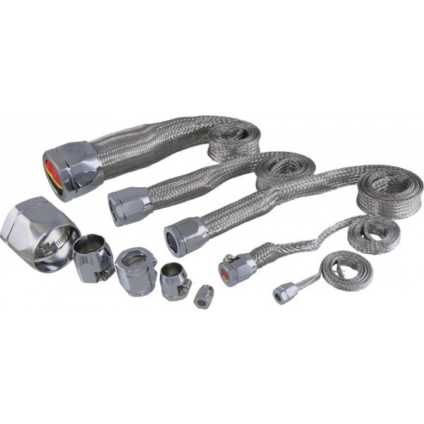 Corvette Hose Cover Kit, Universal, Stainless Steel, With Chrome Clamps