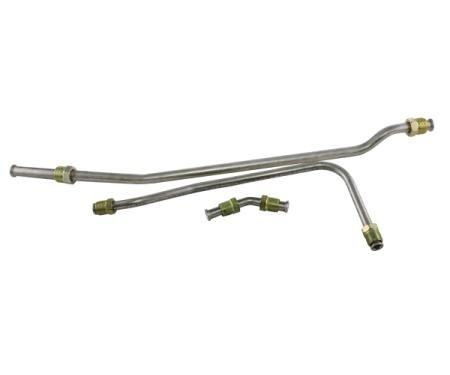Corvette Fuel Pump Lines To Carburetor, 396 And 425 HP, Three Lines, No Block, Stainless Steel 1965