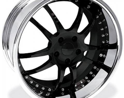 Corvette Wheel Package, Z06/ZR1/Grand Sport, Custom Black, Chrome Lip, 19x9.5" Front, 20x12" Rear, 2006-2013