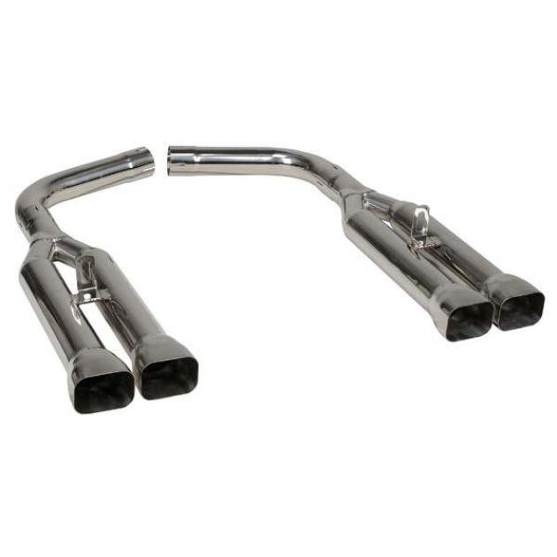 Corvette Quad Power Mufflers, Stainless Steel, Quad ZR1 Style Tips