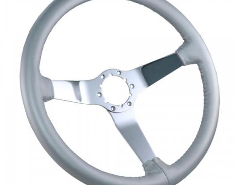 Corvette Steering Wheel,Leather Wrapped, Chrome 3-Spoke, Best Quality Upgrade, 1977-82