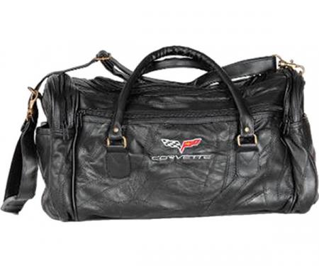 Corvette Leather Road Trip Bag With C6 Embroidered Emblem