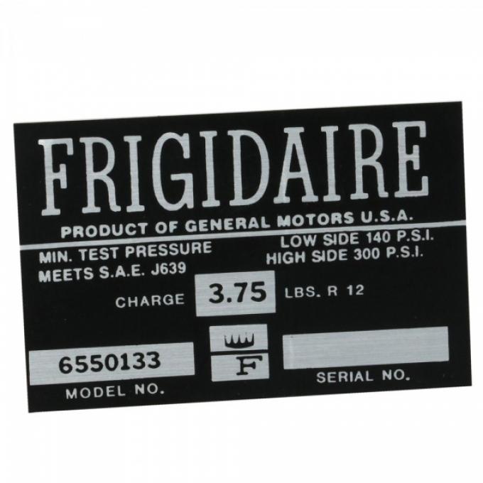 Corvette Air Conditioning Decal, Compressor, 1964-1965