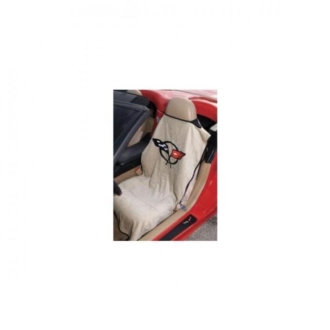 Corvette Seat Armour™ Towels, Tan, With C5 Logo, 1997-2004