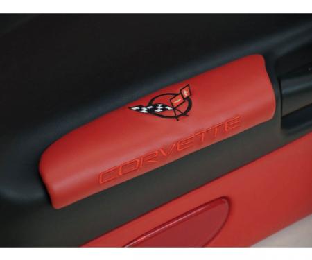 CA 1997-2004 Chevrolet Corvette Leather Armrest Pads with C5 Logo