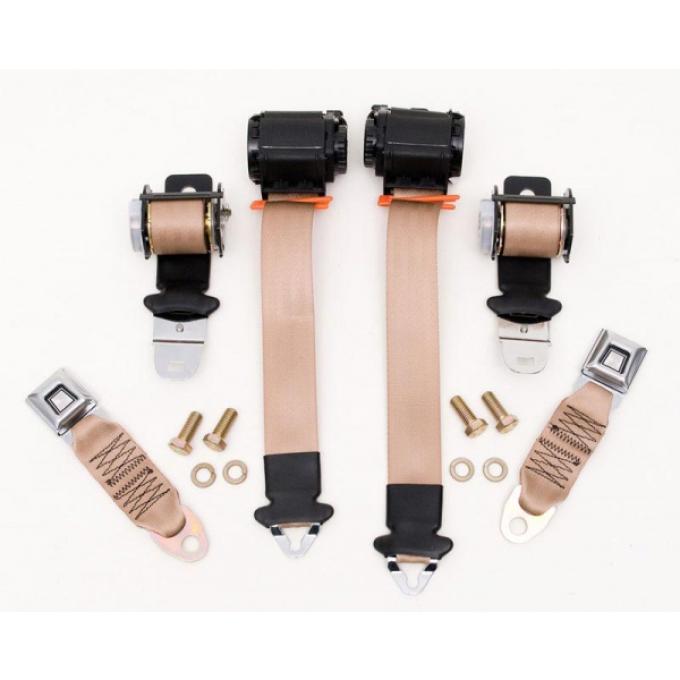 Seatbelt Solutions 1974-1975 Chevrolet Corvette Convertible OE Style Standard Dual Retractable Lap and Shoulder Belts COS7475D3008 | Medium Saddle