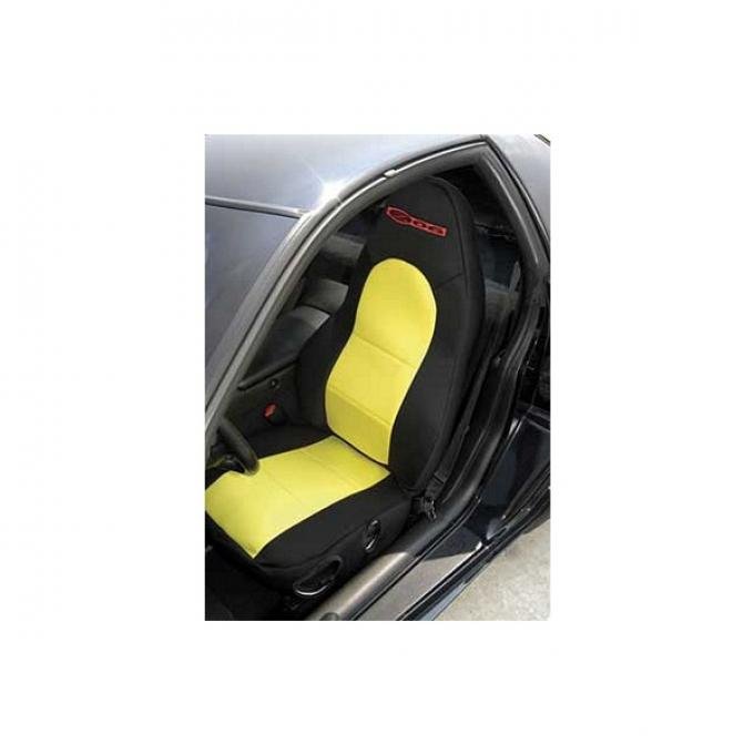 Corvette Slipcovers, Black, With Yellow Closed Insert & Z06Logo, "Dive Suit", CoverKing,  2001-2004