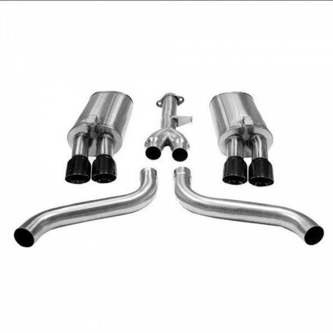 Corvette 2.5" Cat-Back, Twin 3.5" Black Pro-Series Tips, 1986-1991