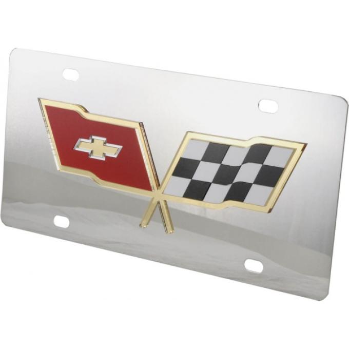 Corvette License Plate, Mirror Style, With Gold Logo