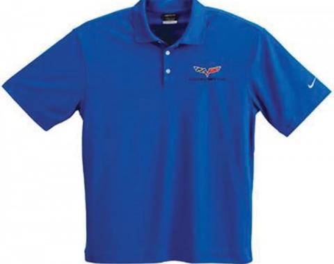 Corvette Polo Shirt, Men's, Nike Dri-Fit, Micro Pique, Royal Blue