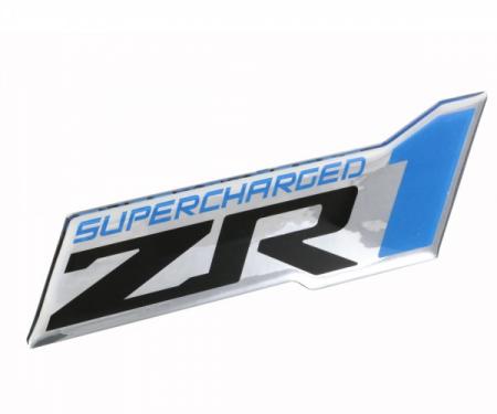 Corvette Supercharged ZR1 Domed Emblem, Black/Blue/Chrome, 2009-2013