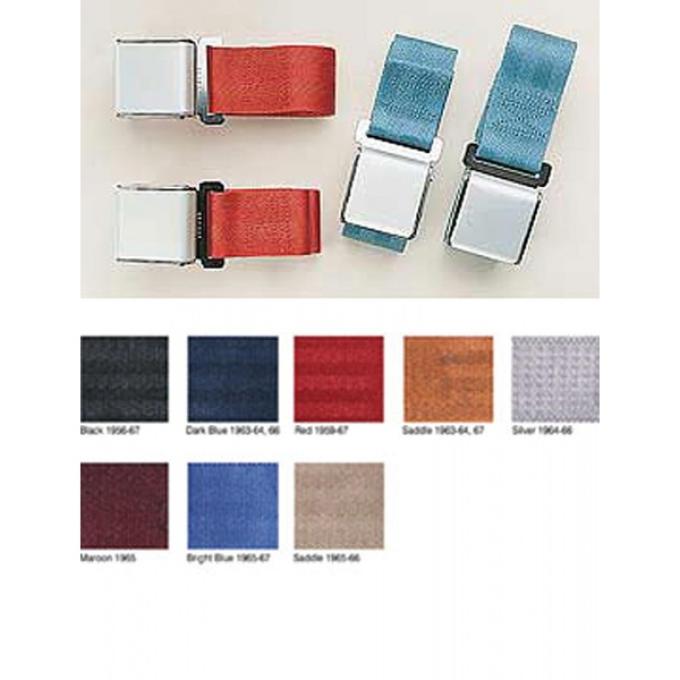 Seatbelt Solutions 1963-1967 Corvette Universal Lap Belt with Chrome Lift Latch, Pair  18004005P | Powder Blue