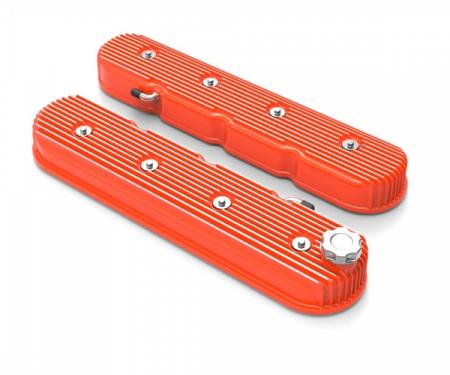 Holley Vintage Series Finned Tall LS Valve Covers, Orange | 241-141 1997-2013