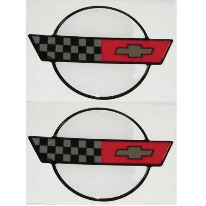 Corvette C4 3D Domed Logo Decals 1.91" X 1.43", 1984-1990