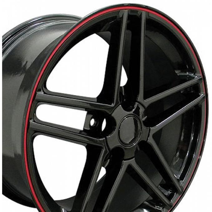 Corvette 19 X 10 C6 Z06 Reproduction Wheel, Black With Red Banding, 1988-2013