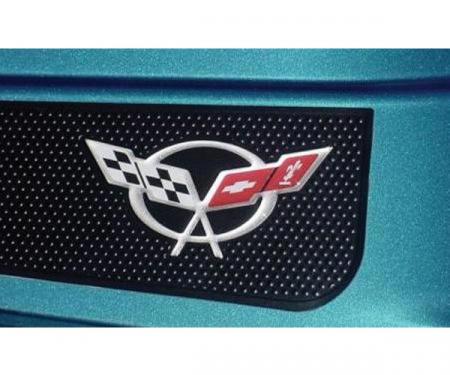 Corvette C5 Silver Door Sill 3D Domed Logo Decals 3.75" X 1.82"