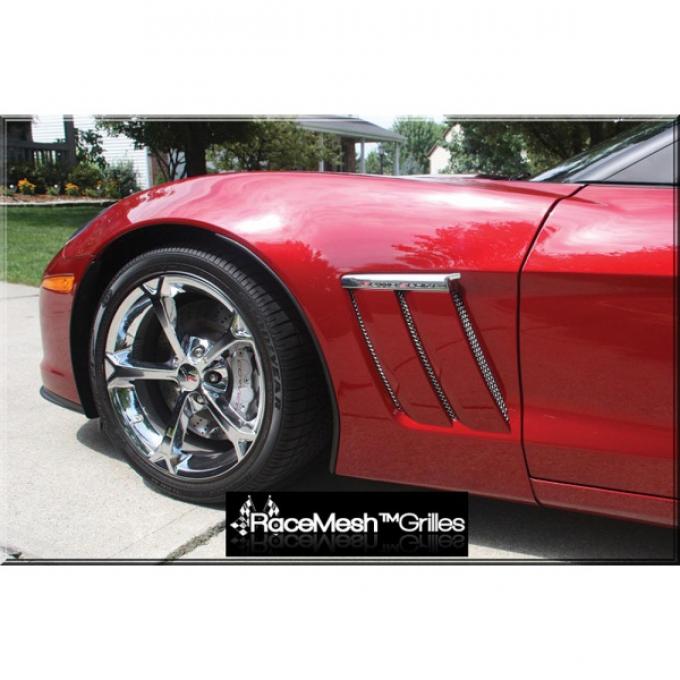 Corvette C6 Grand Sport Custom RaceMesh® Front Side Fender Grilles, 2010-2013
