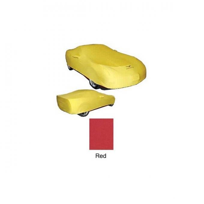Corvette Car Cover, CoverKing Satin Snug Fit, Coupe, Red, With Logo, 2005-2013