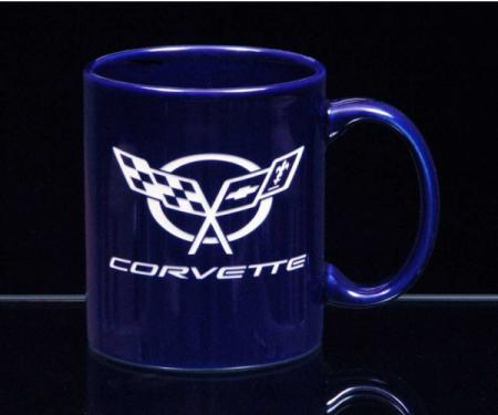 Corvette 11 Ounce Coffee Mug, C-Handle, Cobalt Blue, 1953-2013 | Corvette 11 Ounce Coffee Mug, C-Handle, Cobalt Blue, 1962 Crossed Flags