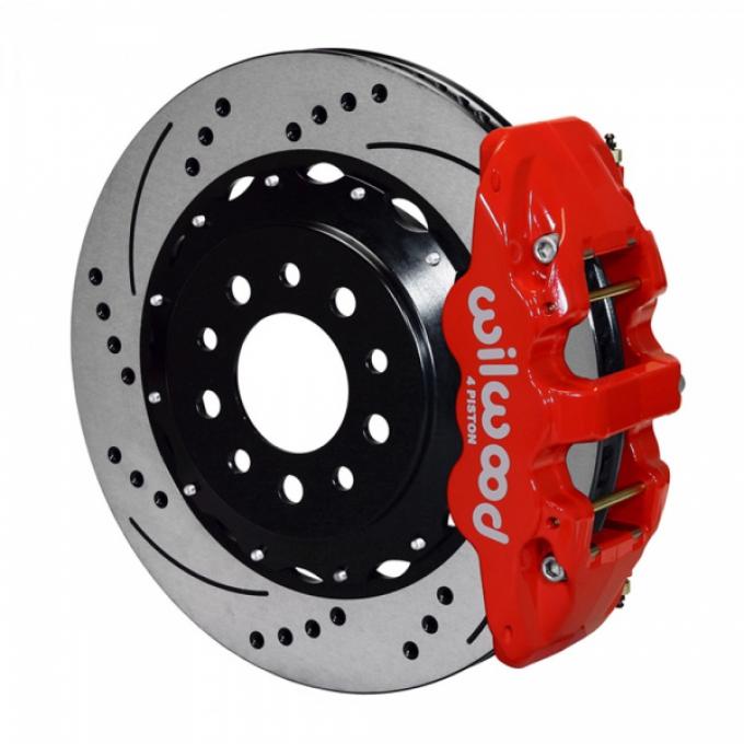 Corvette Wilwood Aero4 Rear 14" Brake Kit, 4-Piston Caliper Drilled & Slotted Rotors, 2014-2016