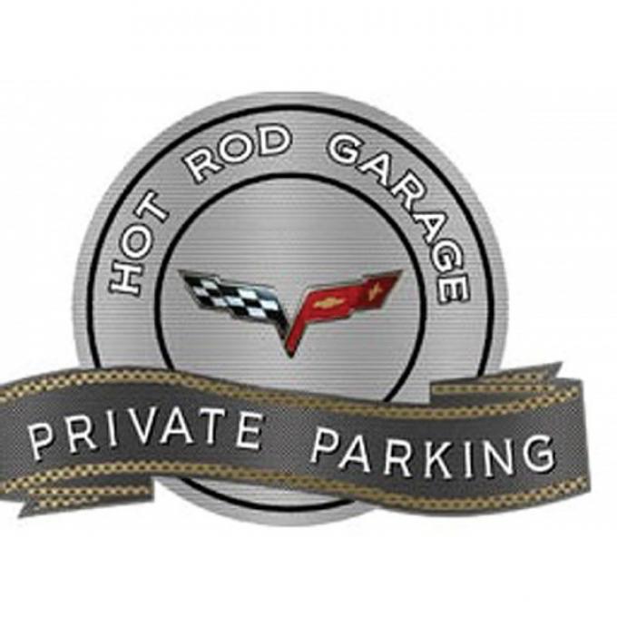 Corvette C6 2005-2013 Emblem Hot Rod Garage Private ParkingMetal Sign, 18" X 14"