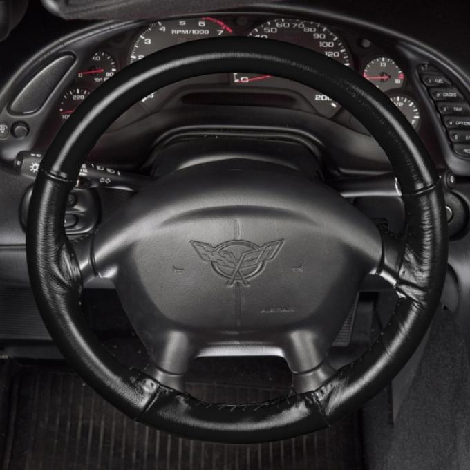 Corvette Steering Wheel Cover, Black, Wheelskins, 1994-2004