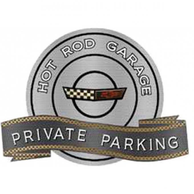 Corvette C4 1991-1996 Emblem Hot Rod Garage Private ParkingMetal Sign, 18" X 14"