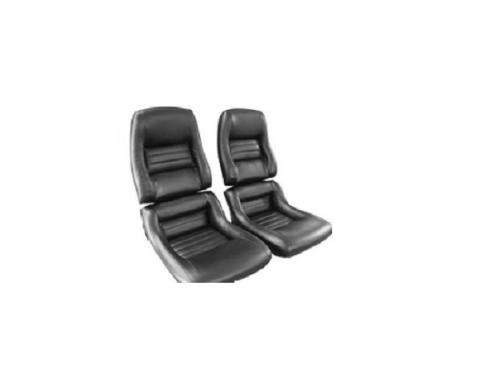 CA 1979-1982 Chevrolet Corvette Mounted Driver Leather Seat Covers Leather/Vinyl 4" Bolster 481520 | 59-96 Black