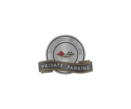Corvette C1 1961 Emblem Hot Rod Garage Private Parking Metal Sign, 18" X 14"