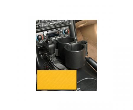 Corvette Two-Drink/Cell Phone Holder, Console, Carbon FiberYellow Vinyl, Plug & Chug, 1997-2004