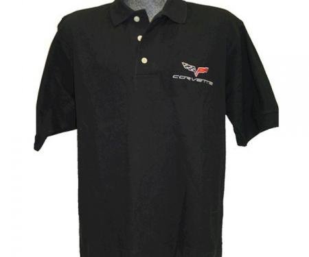 Corvette C4 1984-1990 Men's Custom Embroidered Pima Cotton Polo, Black, S-4X
