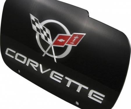 Corvette Contoured Front License Plate, Acrylic, With Corvette Word & C5 Logo, 1997-2004