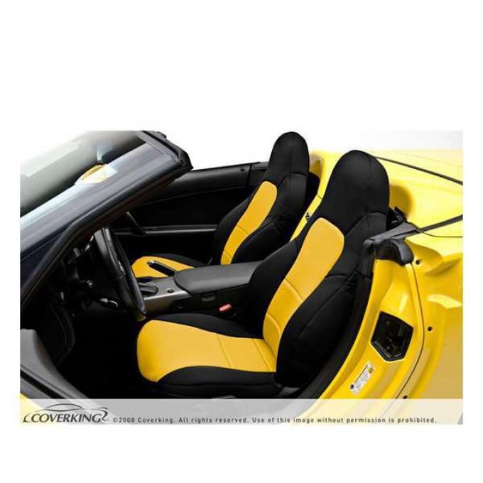 Corvette Coverking CR-Grade Neoprene Seat Covers, Sport Seat With 4 Horizontal Pleats On Lower Backrest, With Seat-Mount Power Control, 1991-1993